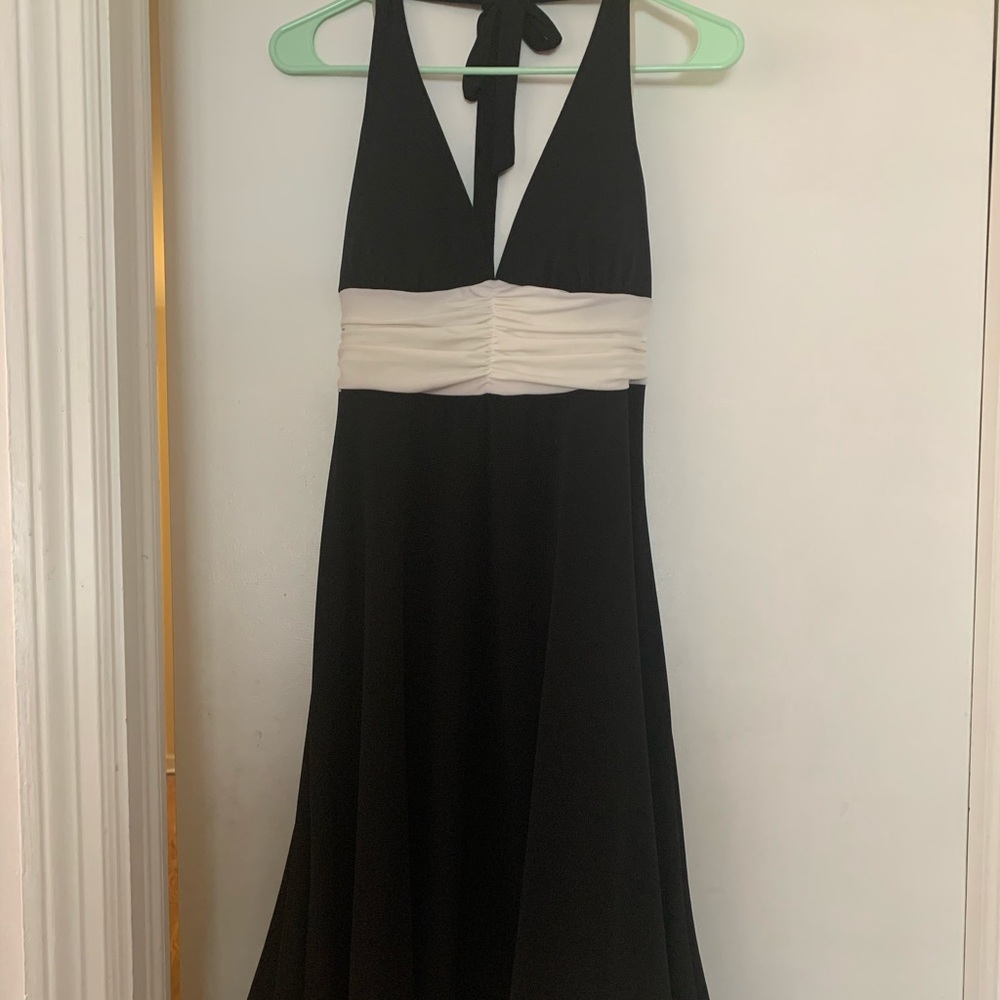 NWT- Cute Black & ivory halter dress.